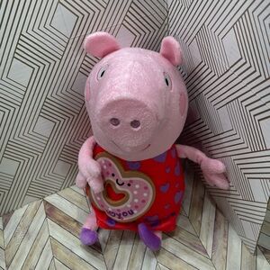Peppa Pig Valentines Day Plush 14 Inch Pink Red Purple Hearts Dress Hasbro B7‎